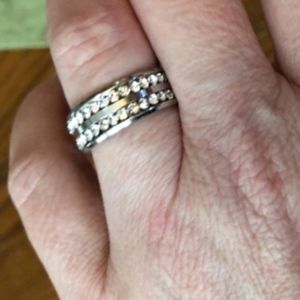 18k white GP CZ stones band  *ring *Size 10